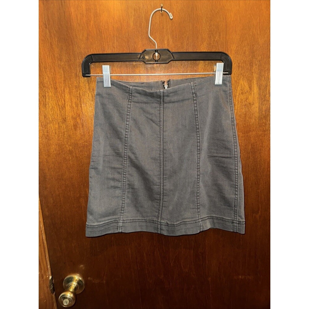 Free People Womens Gray Denim Skirt Size 2 Mini Pencil Skirt